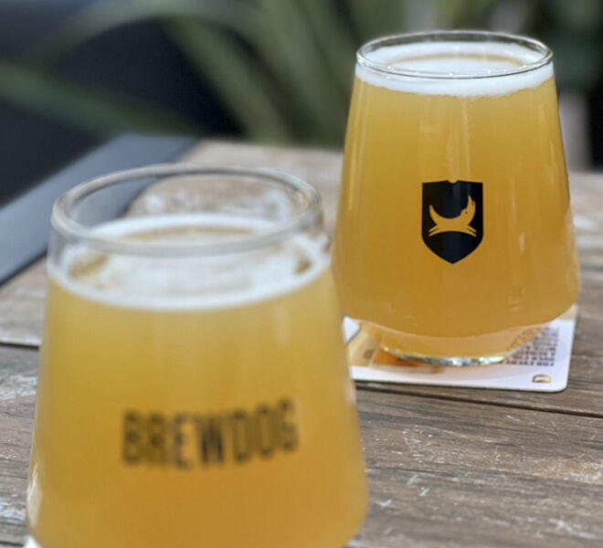 2 short glasses of hazy ipa