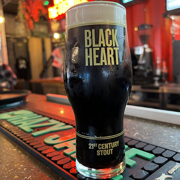 black heart stout in pint glass