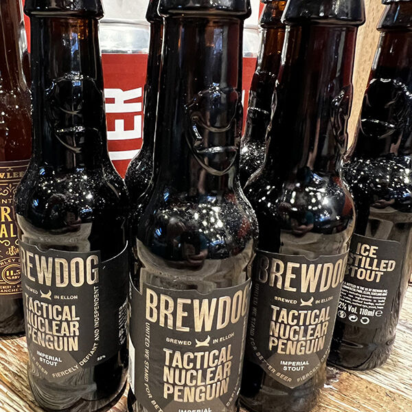 several dark bottles of brewdog beer