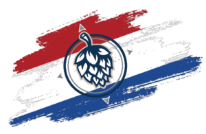 Netherlands flag with hop icon