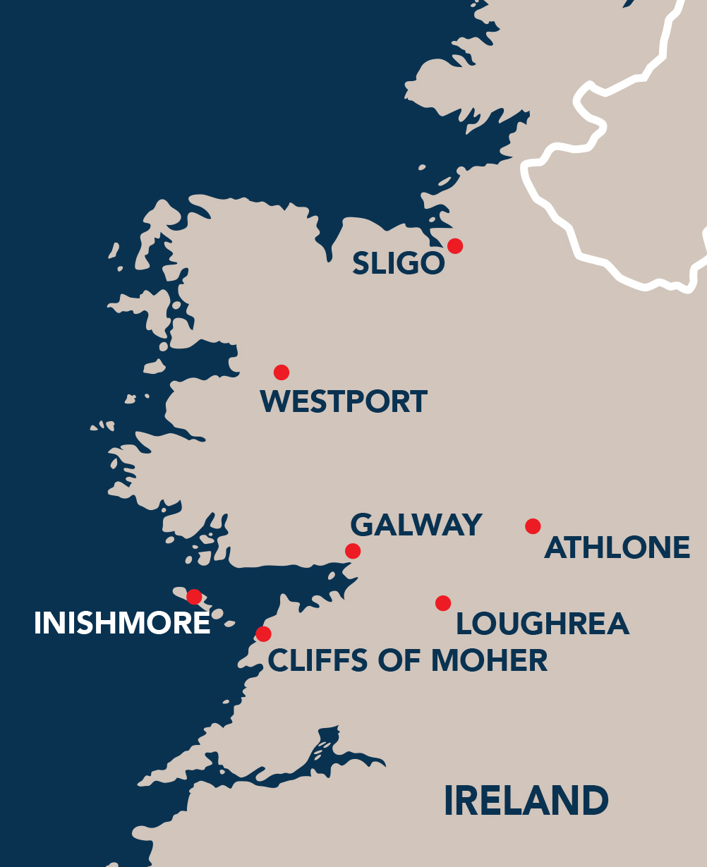 Plotted locations on Ireland Map