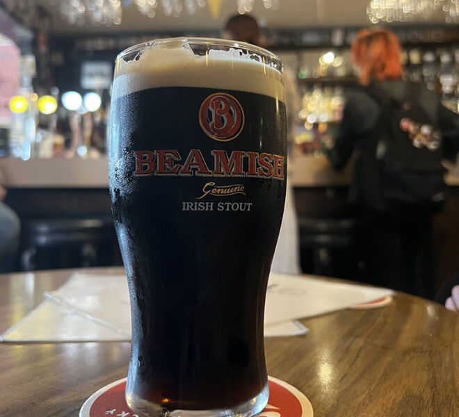Beamish pint of beer at local Irish Pub