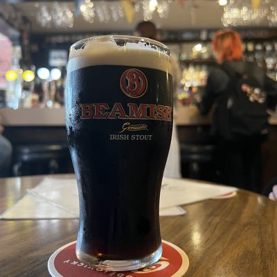 Beamish pint of beer at local Irish Pub