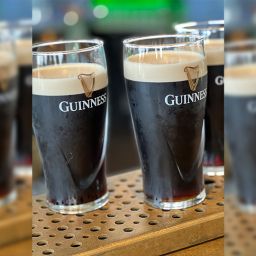 lineup of guinness beer in prep for dublin irish festival