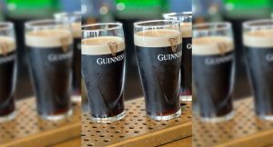 lineup of guinness beer in prep for dublin irish festival