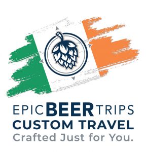 Ireland Flag with Hop Leaf with Epic Beer Trips Custom Travel Crafted just for you tagline