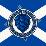 scotland flag with hop leaf icon