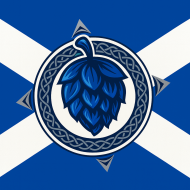 scotland flag with hop leaf icon